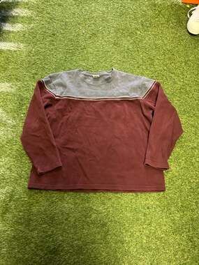 Vintage Steve & Barry's Colorblock Grey and Maroon Long Sleeve Thermal Sweater X